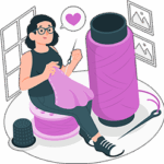 rękodzielniczka szyje - grafika